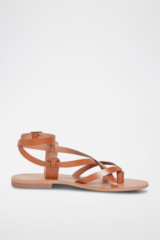 Sandales en cuir de chèvre Hematite - Camel