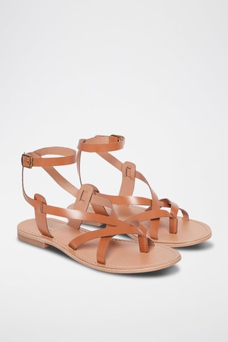 Sandales en cuir de chèvre Hematite - Camel