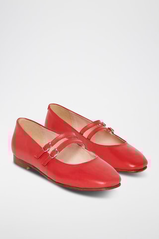 Babies en cuir Imany - Rouge