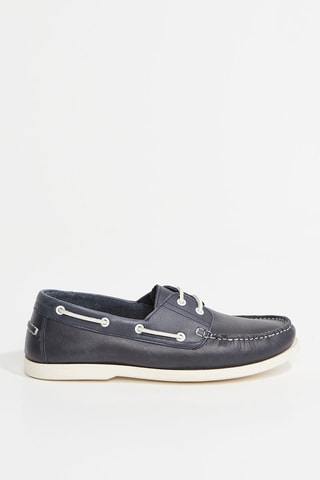 Chaussures bateau en cuir Yann - Bleu marine