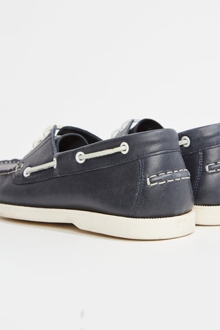 Chaussures bateau en cuir Yann - Bleu marine