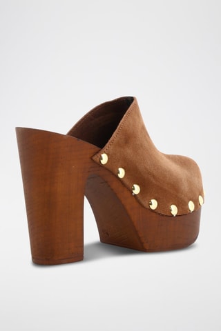 Sabots à talons en croûte de cuir Gisele - Marron