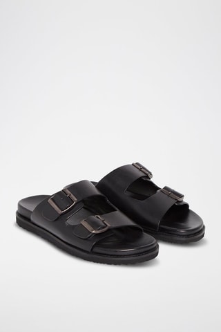 Mules en cuir Johan - Noir