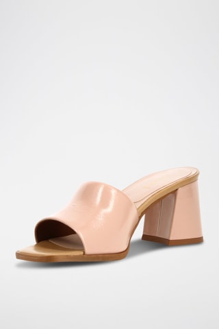 Mules à talon en cuir Scarpina - Rose poudré