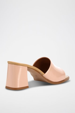 Mules à talon en cuir Scarpina - Rose poudré