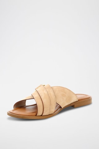 Mules en croûte de nubuck Talia - Beige