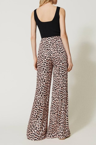 Pantalón palazzo - Beige y rosa