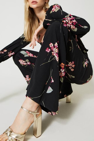 Pantalón palazzo de tiro alto - Negro