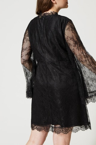 Vestido recto de encaje - Negro