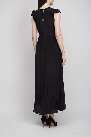 Vestido midi de seda - Negro