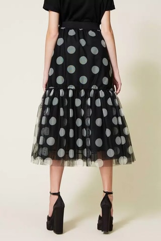 Falda midi de talle alto - Negro