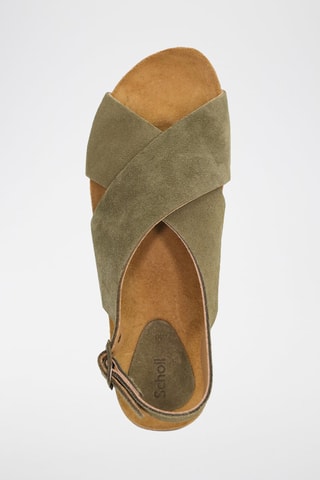 Nubuck Sandalen met Sleehak - Kaki