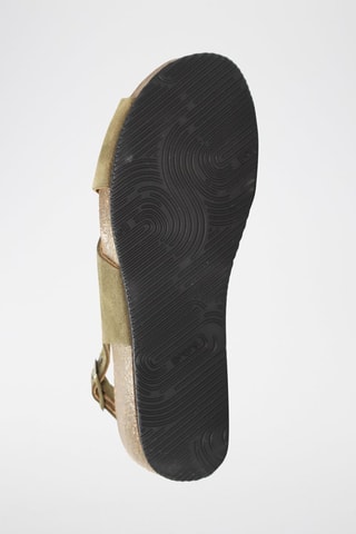 Nubuck Sandalen met Sleehak - Kaki