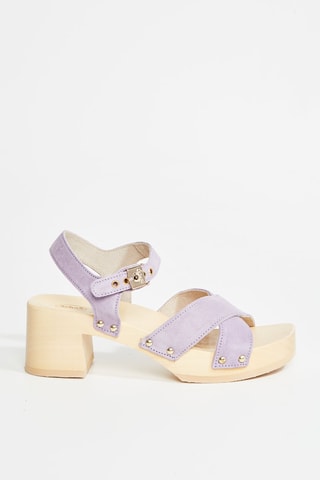 Leren Sandalen met Hak Pescura - Lila