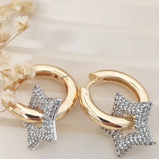 Pendientes - Latón chapado en oro y circón