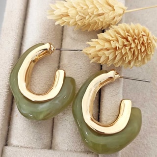 Pendientes Jelly - Latón chapado en oro - Verde