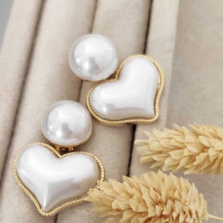 Pendientes - Latón chapado en oro y perlas sintéticas -