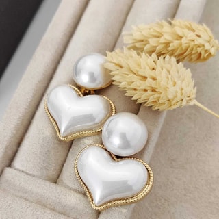 Pendientes - Latón chapado en oro y perlas sintéticas -