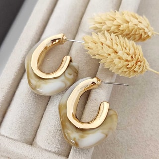 Pendientes - Latón chapado en oro - Blanco ambarino