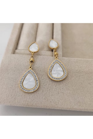 Pendientes bañados en oro fino - Nácar y circones