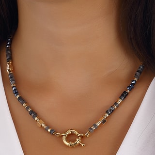 Collar - Latón chapado en oro y piedras de cristal