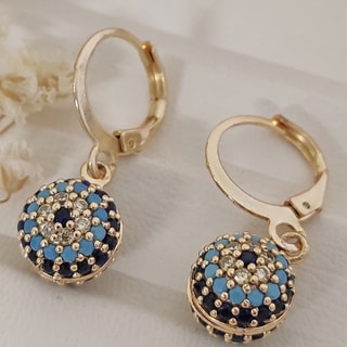 Pendientes - Latón chapado en oro, circón y esmalte - Motivo de ojo