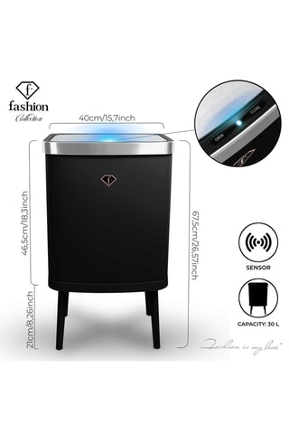 Pattumiera con sensore 30 l - Nero  - 40 x 30 x 67,5 cm