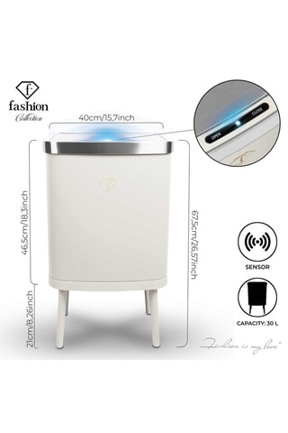 Pattumiera con sensore - Crema e oro  - 40 x 30 x 67,5 cm - 30 l