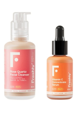 Siero concentrato vitamina C e gel detergente viso naturale Rose Quartz - 30 ml e 100 ml