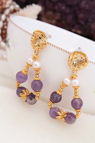 Pendientes - Violeta y dorado