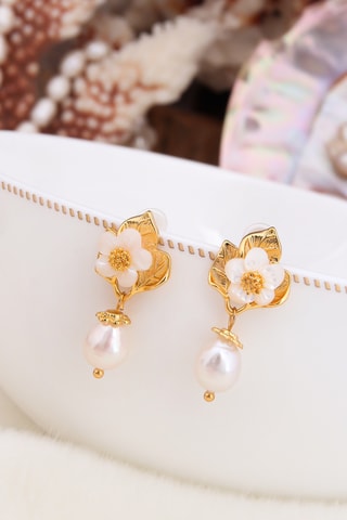 Pendientes - Dorado y blanco