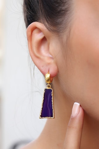 Pendientes bañados en oro fino amarillo - Ágata