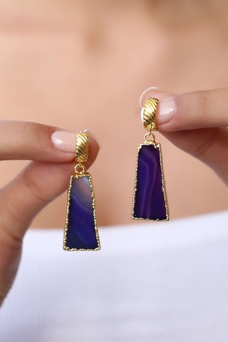 Pendientes bañados en oro fino amarillo - Ágata