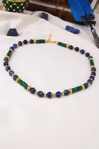 Collar bañado en oro fino amarillo - Lapislázuli