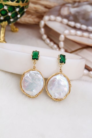 Pendientes - Dorado y blanco