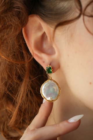 Pendientes - Dorado y blanco