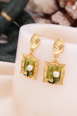 Pendientes - Dorado y blanco