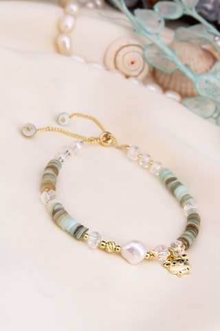 Pulsera - Chapado en oro amarillo, perla cultivada y ágatas