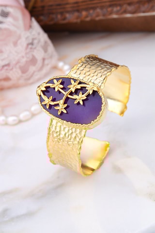 Pulsera bañada en oro fino amarillo - Amatista