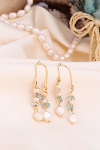 Pendientes - Dorado y blanco