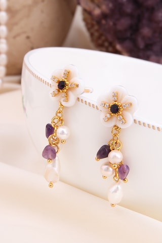 Pendientes largos - Amatistas