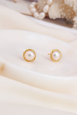 Dormilonas - Chapado en oro amarillo y perlas cultivadas