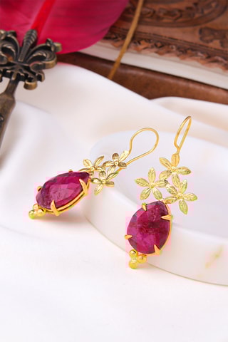 Pendientes bañados en oro fino amarillo - Ágata