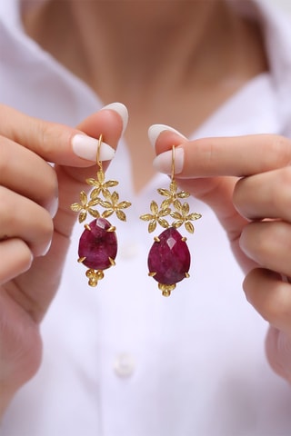 Pendientes bañados en oro fino amarillo - Ágata