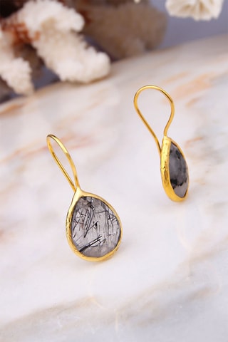 Pendientes bañados en oro fino amarillo - Rutilo