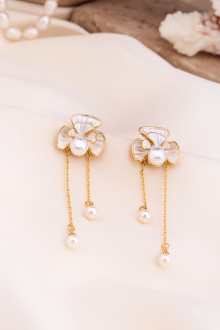 Pendientes - Dorado y blanco