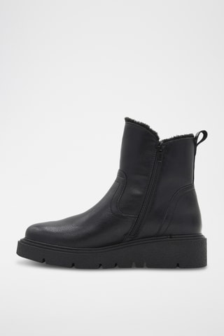 Gevoerde Leren Enkellaarzen - Zwart