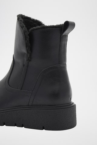 Gevoerde Leren Enkellaarzen - Zwart