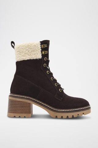 Gevoerde Nubuck Enkellaarzen - - Bruin