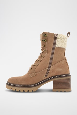 Gevoerde Nubuck Enkellaarzen - Beige